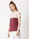 Stop Looking Up Colour Block Blush Pink and Maroon Top