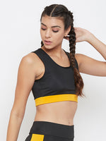 Clovia Medium Impact Padded Sports Bra with Removable Cups in Black