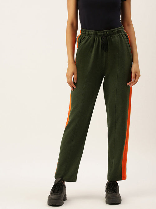 Women Green Solid Essential Track Pants
