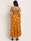 Aawari Rayon Mustard Boota Printed Crop Gown For Women and Girls