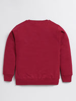 Nottie Planet Magical Vacation Printed Loopknit Full Sleeve Sweatshirt For Girls- Maroon