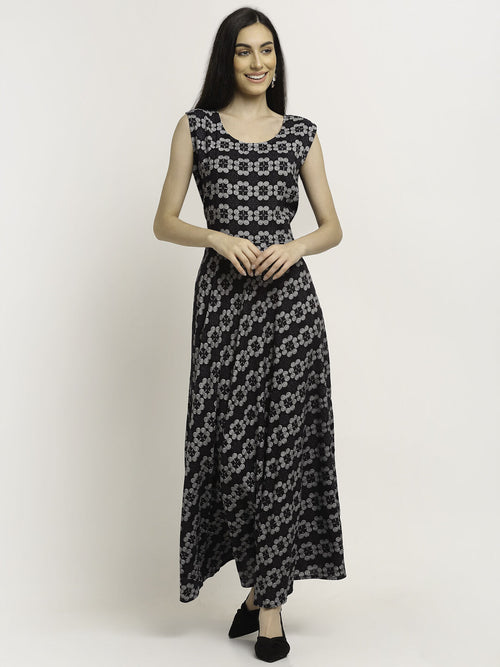 Aawari Rayon Black Half Choli Printed Inner Gown For Women and Girls