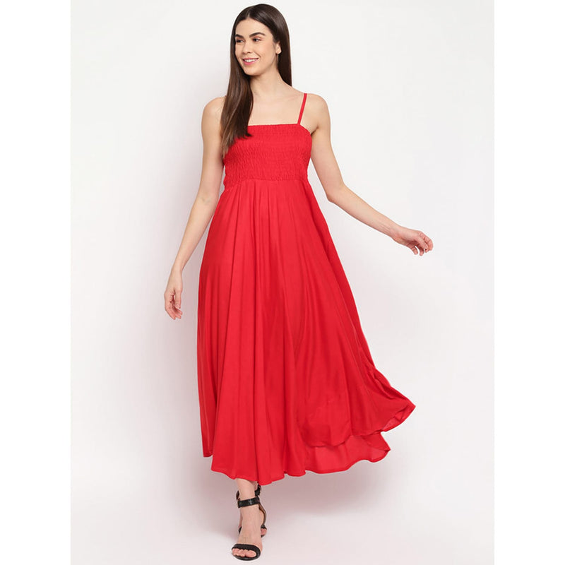 Aawari Rayon Bobbin Gown For Girls and Women Red