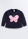 Nottie Planet Butterfly Printed Fancy Girl'S T-Shirt With Pant - Navy
