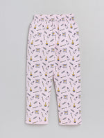 Nottie Planet Girls Pen & Pencil Heart Printed Full Sleeve Top With Pyjama-Rani