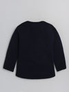 Nottie Planet Fancy Round Neck Tipography Full Sleeve Girls Top- Navy