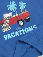 Nottie Planet Vacation Printed Loopknit Full Sleeve Sweatshirt For Boys -Blue
