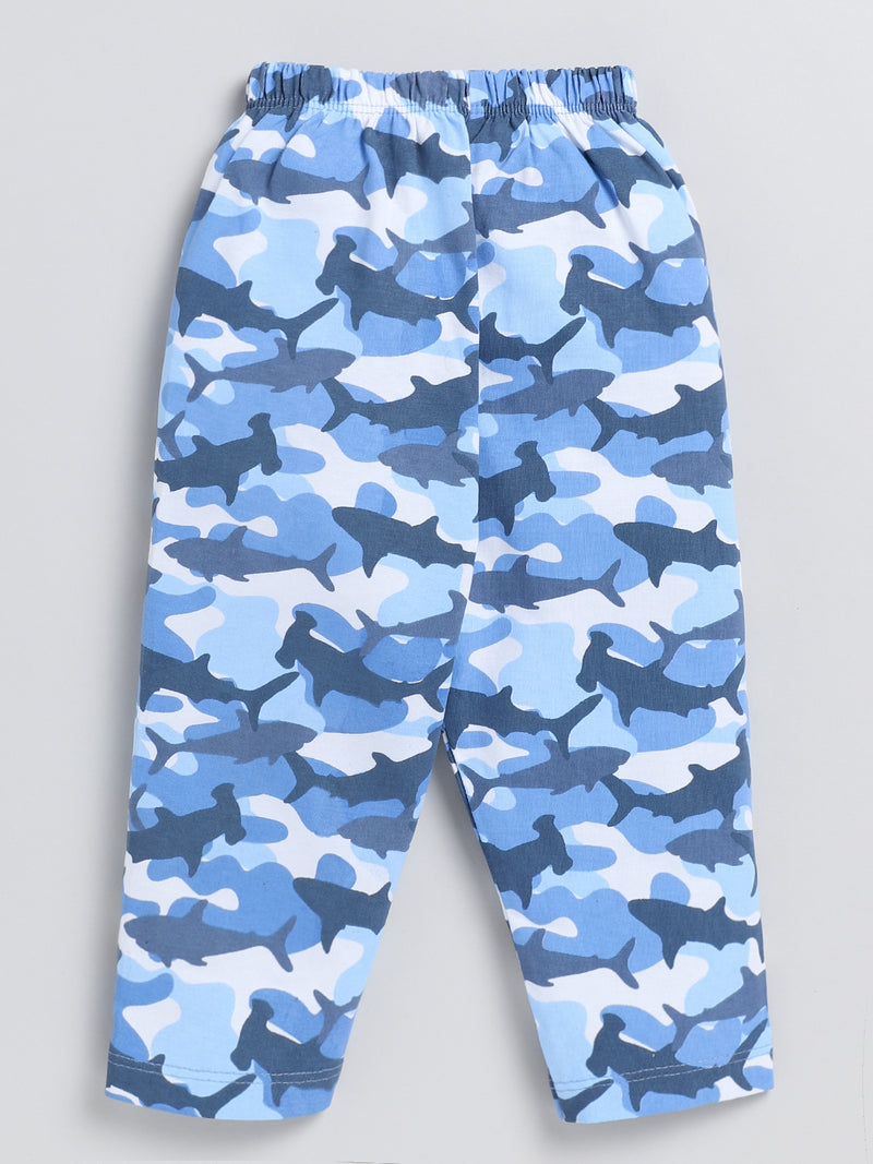 Nottie Planet Shark Printed Fancy Boys Set -Blue