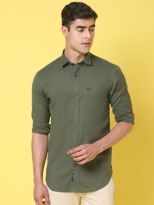 Rodamo Green Slim Fit Shirts