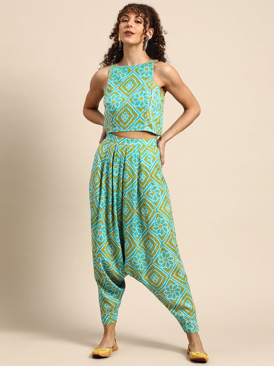 Crop Top With Dhoti Pants