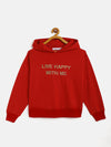 Girls Red Terry Live-Happy Gold Embroidered Sweatshirt
