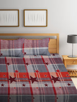 Home Sizzler 144TC Microfibre Red Double Bedsheet With 2 King Size Pillow Covers