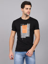 Rodamo Black Printed Round Neck T-shirts
