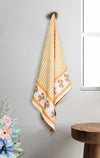Abeer Pure Cotton Yellow Stripe Handblock Printed Unisex Adults Bath Towel -75 x 150 cm.