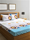 Home Sizzler 144TC Microfibre Blue & White Double Bedsheet With 2 King Size Pillow Covers