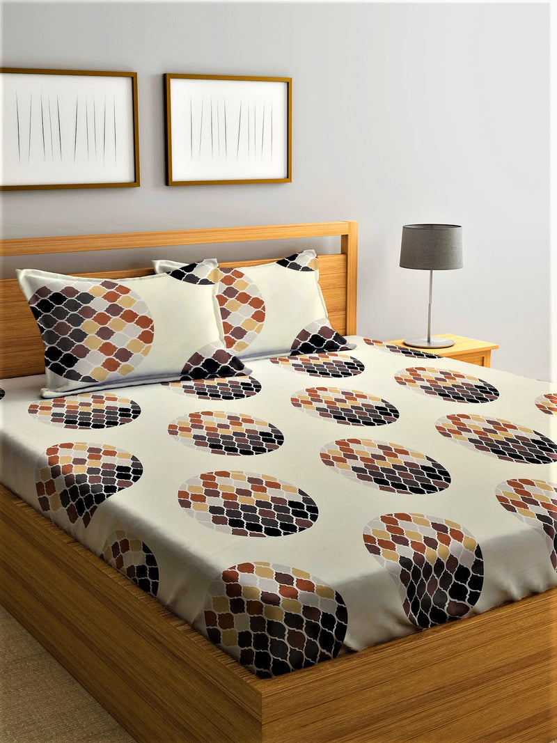 Home Sizzler 144TC Microfibre Brown Double Bedsheet With 2 King Size Pillow Covers
