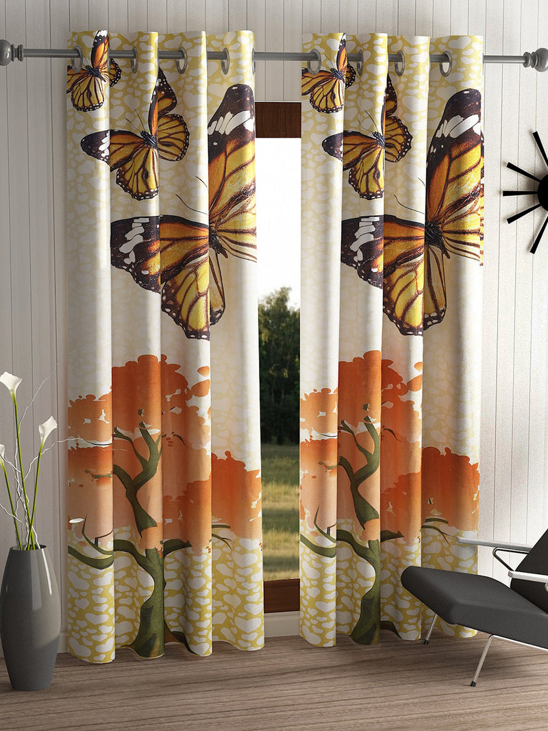 Home Sizzler 2 Piece Digital Butterfly Print Eyelet Polyester Door Curtains