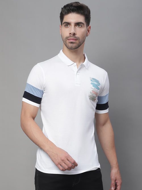Rodamo White Polo Printed T-Shirts