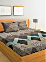Home Sizzler 144TC Microfibre Grey Double Bedsheet With 2 King Size Pillow Covers