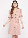 Swan Pink Puff Sleeve Trench Dress