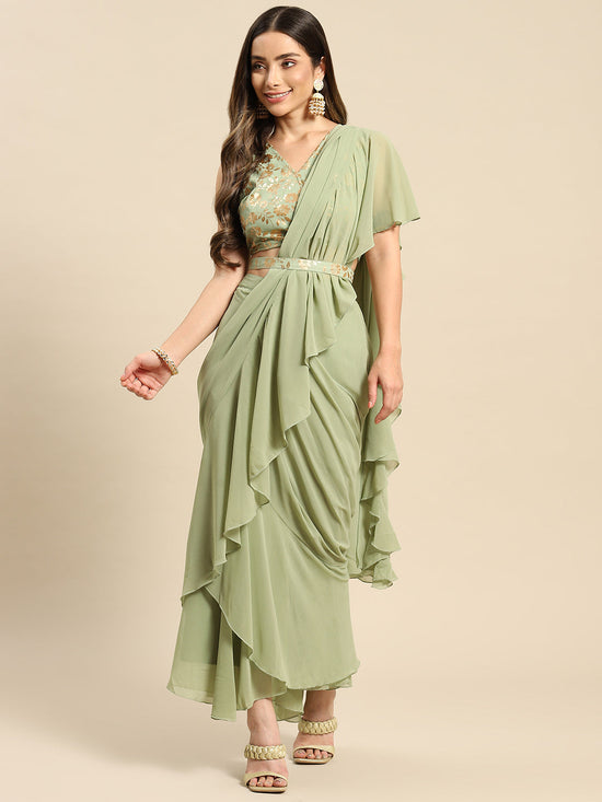 Blouse With Prestiched Frill Gown