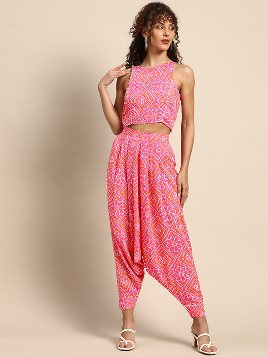 Crop Top With Dhoti Pants