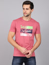 Rodamo Pink Printed Round Neck T-shirts