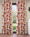 Home Sizzler 2 Pieces Classic Glory Eyelet Polyester Door Curtains - 7 Feet, Grey Red