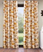 Home Sizzler 2 Pieces Classic Glory Eyelet Polyester Long Door Curtains - 9 Feet, Brown Yellow