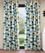 Home Sizzler 2 Pieces Classic Glory Eyelet Polyester Window Curtains - 5 Feet, Aqua
