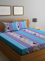 Home Sizzler 144TC Microfibre Sky Blue Double Bedsheet With 2 King Size Pillow Covers