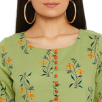 Adults-Women Green Printed Ethnic A-line Dress