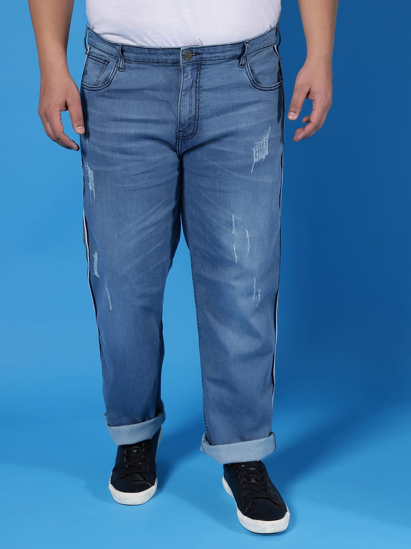 Instafab Teed off Plus Men Side Striped Stylish Casual Denim Jeans