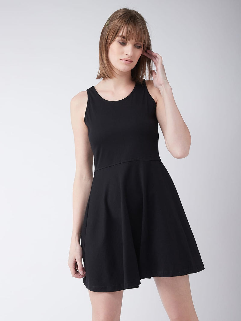 Whole Wide Whirl Skater Dress Black