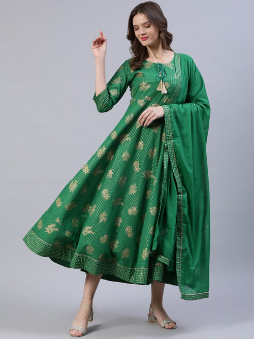 Adults-Women Nayo Green Floral Maxi Dress