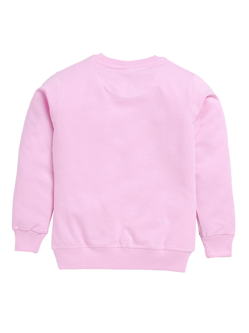 Nottie Planet Loopknit Cat Printed Girl'S Full Sleeve Sweatshirt- Pink