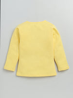 Nottie Planet Full Sleeve Cat Print Girl T Shirt - Yellow
