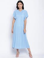 Ensholl Blubbee Blue Soild Women Dress