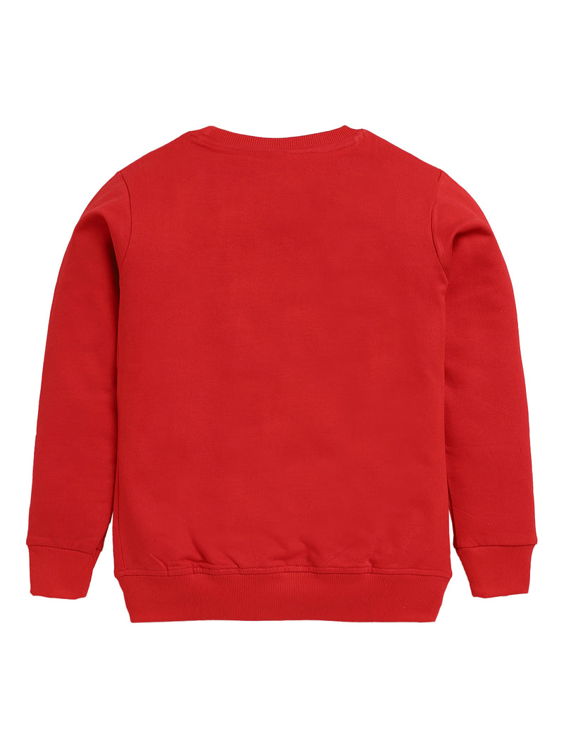 Nottie Planet Little Girl Printed Full Sleeve Loopknit Girl'S Sweatshirt- Red