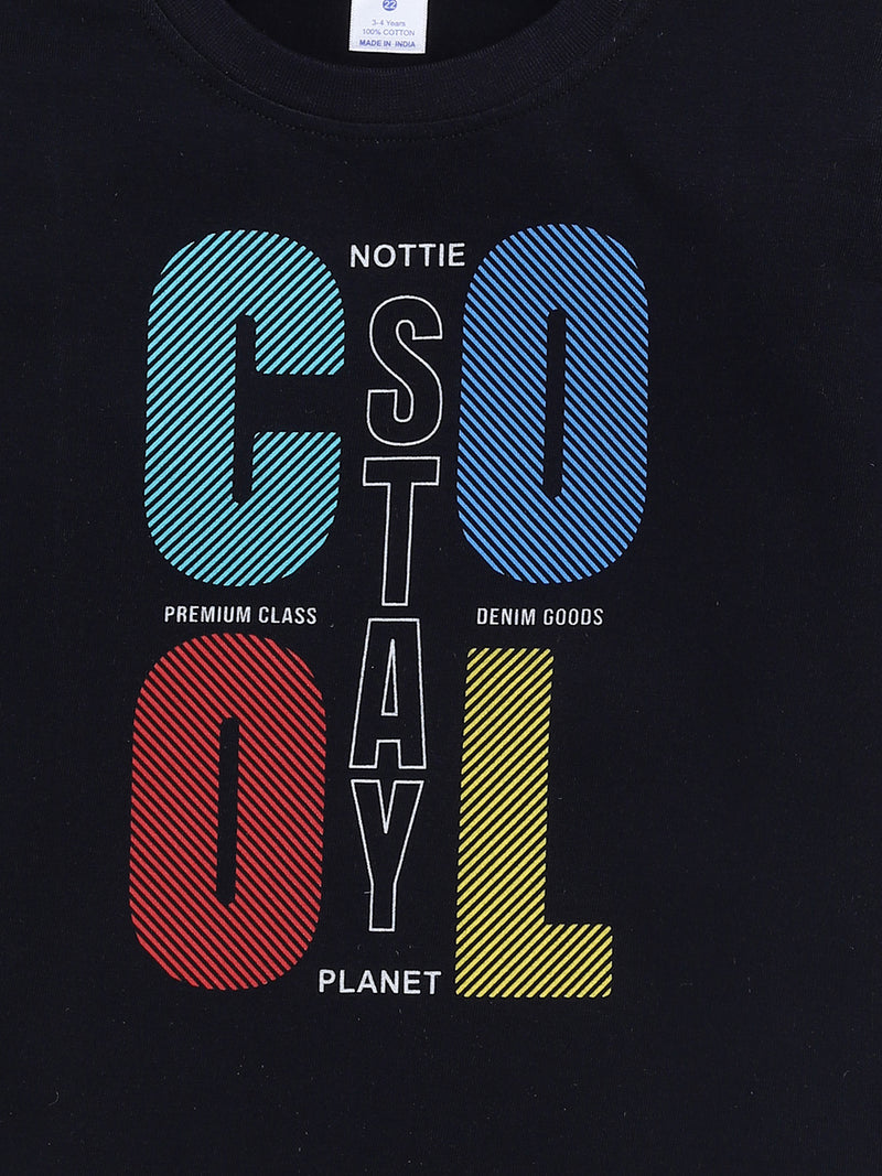 Nottie Planet Full Sleeve Cool Boy T Shirt - Navy