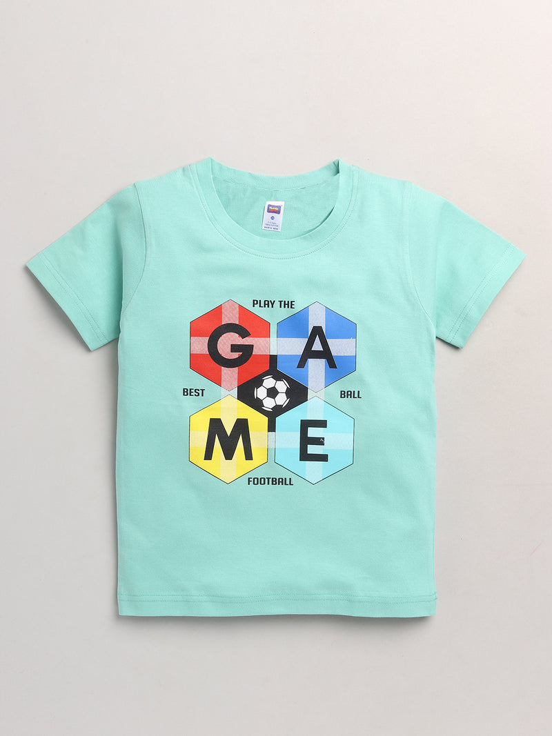 Nottie Planet Game Printed Boys Half Sleeve T-Shirt-Green