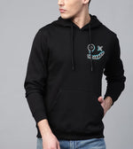 Manlino Experts Mens Black Regular Fit Hooded Neck Graphic Printed Hoody