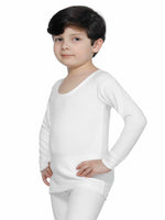 Thermals Unisex Slim Top Round Neck Full Sleeves Solid White