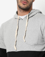 Campus Sutra Men's Grey & Black Colour-Blocked Regular Fit Sweatshirt With Hoodie| Casual Sweatshirt For Man | Western Stylish Sweatshirt For Men