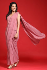 Juniper Rosegold Georgette Embellished Saree Style Dress