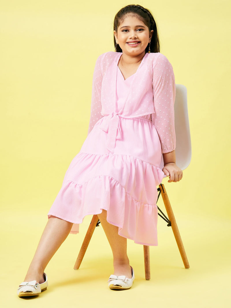 Girl's Course Solid Dress Pink