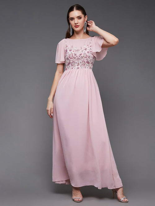 The Burning Chambers Embroidered Maxi Dress Blush Pink