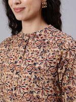 Women Multi Color Printed Tunic With Three Quarter Sleeves