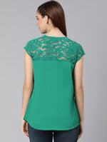 World Of Green Laced Up Women Top