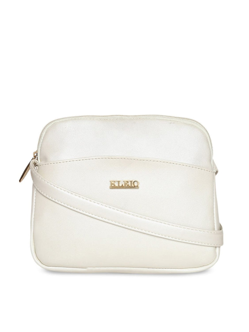 KLEIO Multipocket Light Trendy Cross Body Sling Hand Bag For Women Girls (Pearl White) (HO8014KL-PW)